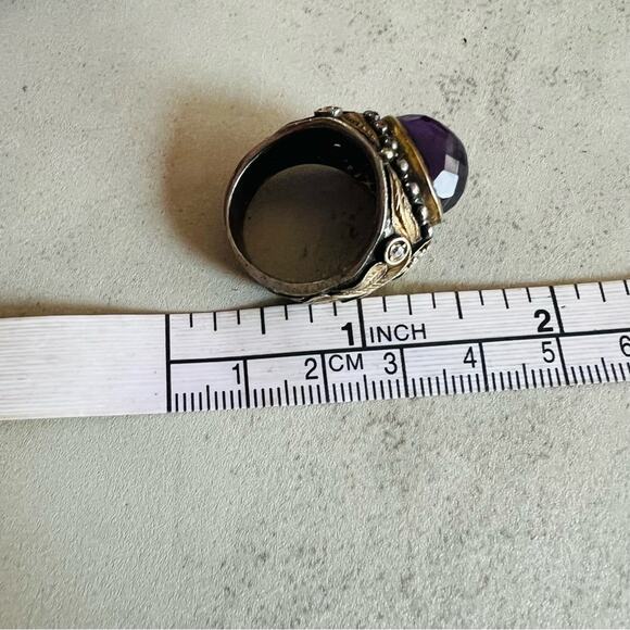 Vintage Sterling Amethyst Glass Turkish Cocktail Ring 8.5 - Picture 10 of 13